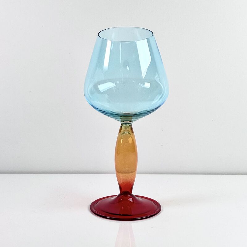 Quality Hand-Blown Gradient Color Borosilicate Wine Glasses, Multi-Color Artistic Stem Goblets for Wine, Cocktail, Home Bar & Party Decor factory
