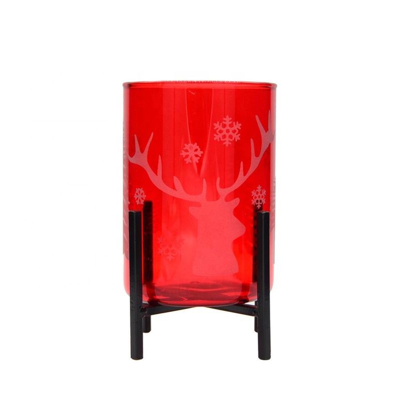 Brosilicate Glass Candle Holders With Etched Christmas Pattern