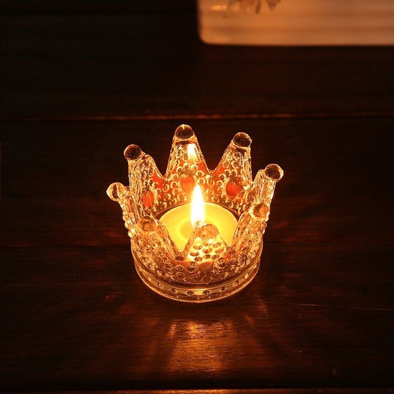 Romantic Crown Tea Light Mini Votive Candle Holders ,  Glass Cylinder Candle Holders For Party