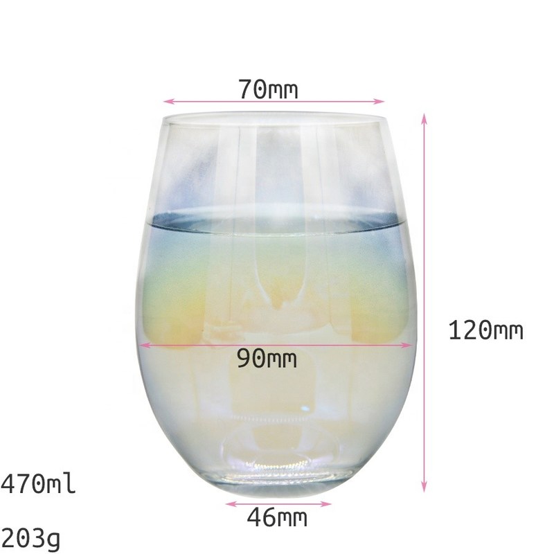 quality Ion Plated Rainbowl 16 Oz Stemless Wine Glass , Antique Crystal Wine Glasses factory