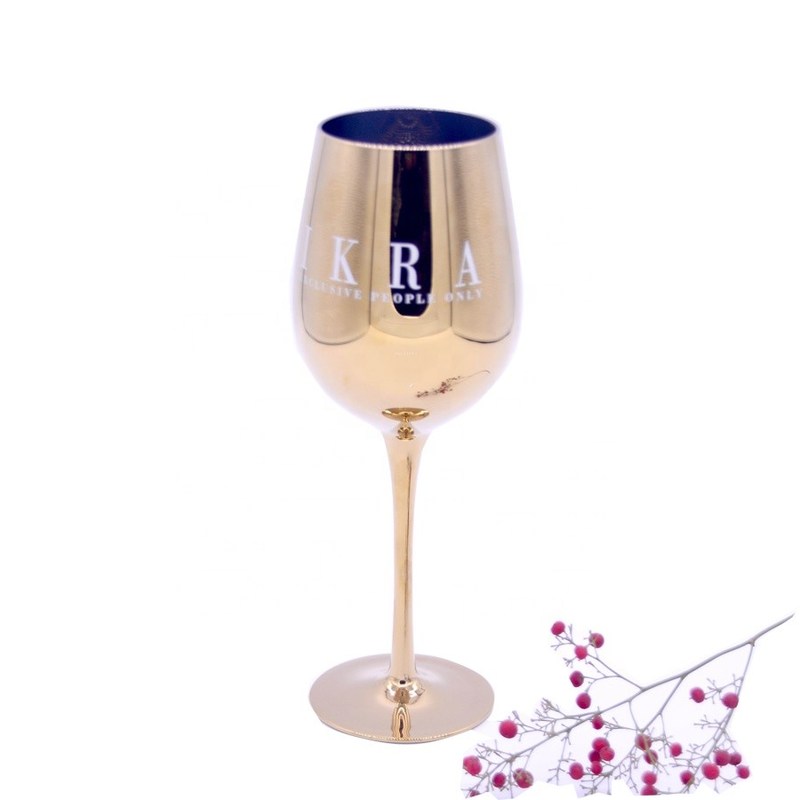 quality Gold Plated 16oz Crystal Wine Glass With Decal Logo For Gift factory