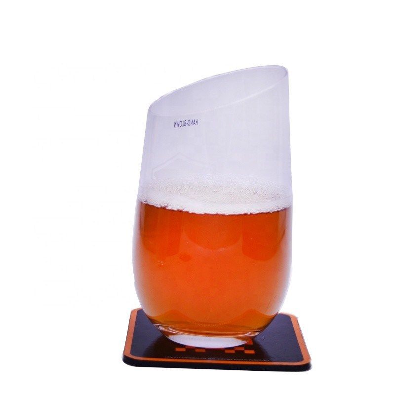quality Bevel Oblique Edge Stemless Crystal Wine Glass With Angle Top factory