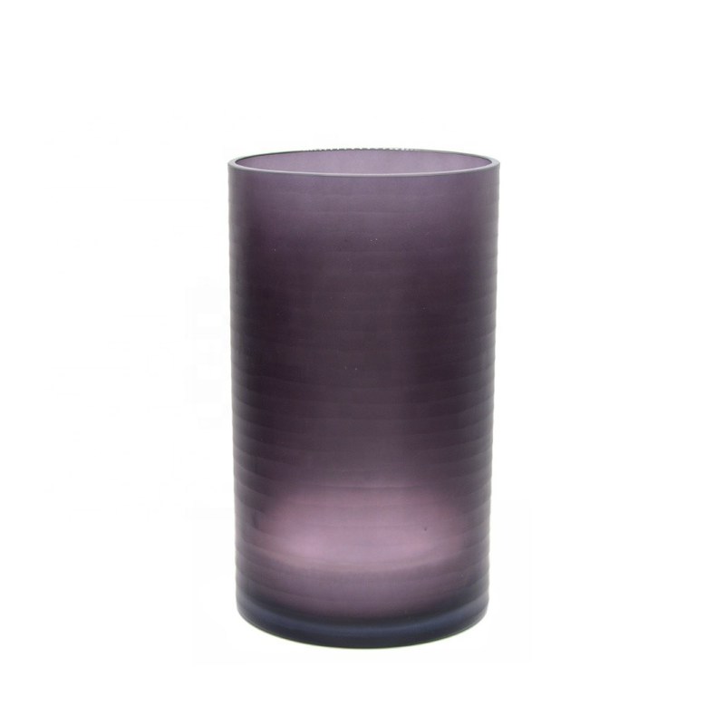 quality Hand Engraved Cylinder Decorative Glass Vase ,  Cylinder Vase Centerpieces With Pattern factory