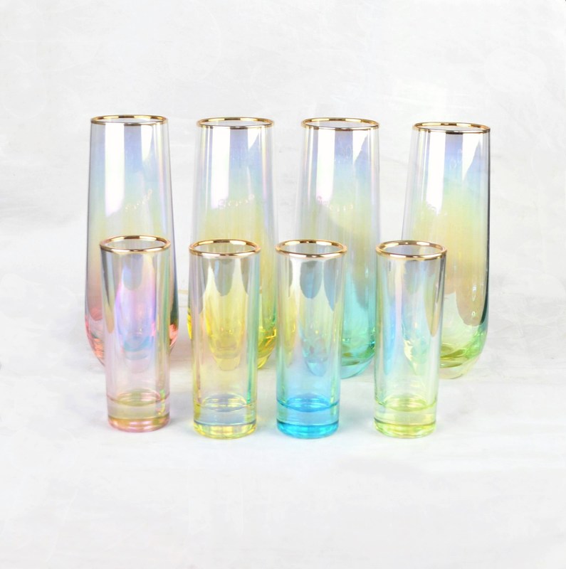 quality Personalized INS Gradient Color Gold Rim Unique Shot Glass Set factory