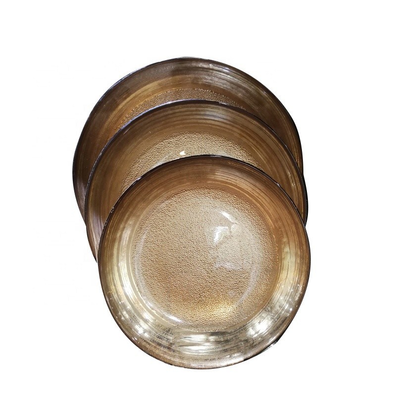 quality Golden Color Dessert Glass Charger Plates , Decorative Charger Plates For Wedding factory