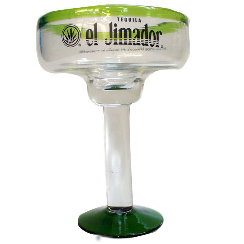 Mexican Style Green Color Rim Unique Crystal Cocktail Glasses