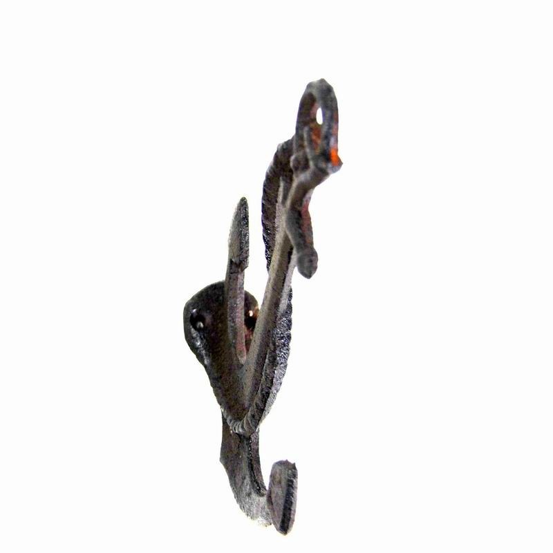 quality Decorative Anchor Shape Black Iron Coat Hooks Cast Iron Crafts factory