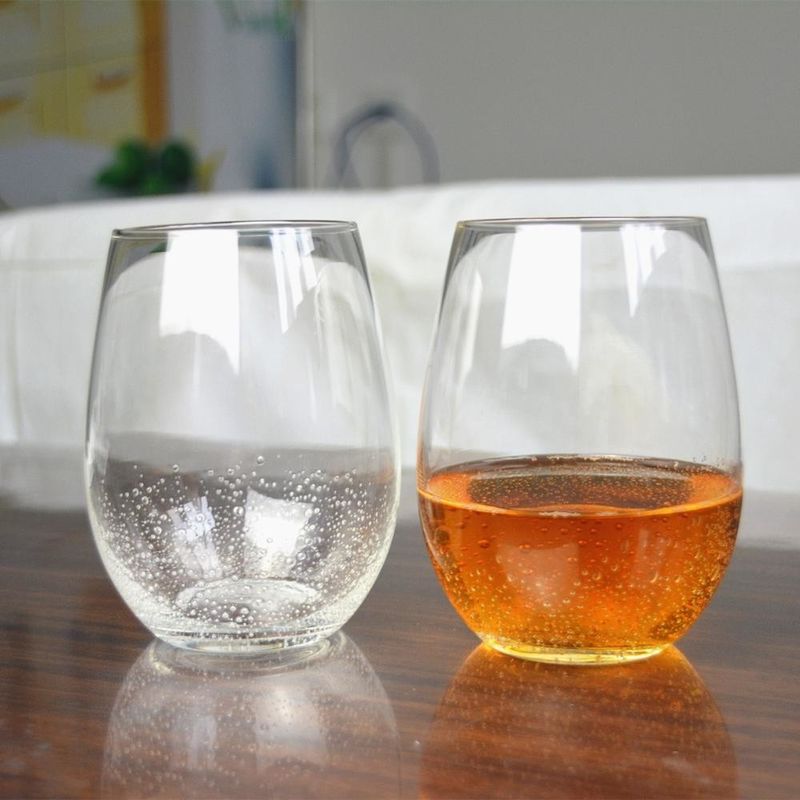 500ml Transparent Stemless Whiskey Tumbler Glasses , Wine Glass Tumbler