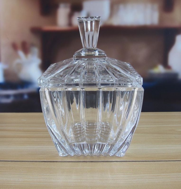 Square Optic Stripes Glass Storage Jars For Candy