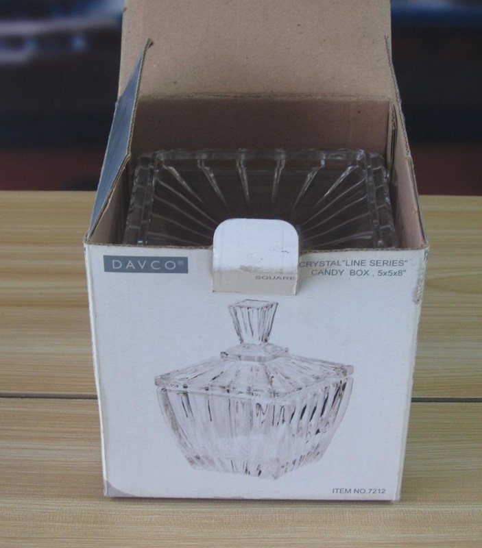 quality Square Optic Stripes Glass Storage Jars For Candy factory