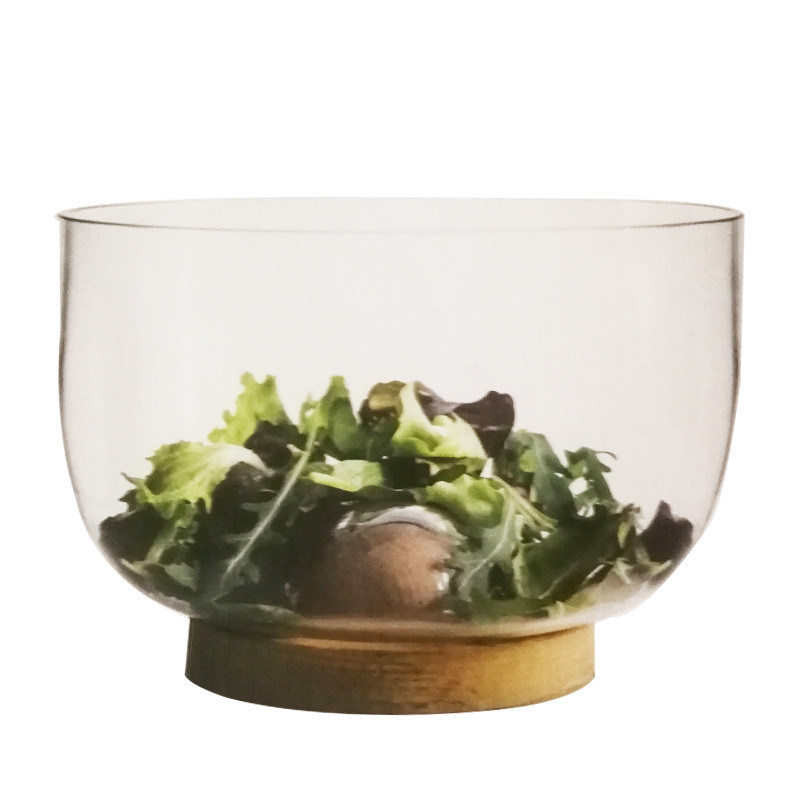 quality 9" Crystal Storage Glass Salad Bowl Designed With Handblown Crystal Glass And Solid Wood Stand Showcasing A Peak Bottom That Enhances Any Dining Experience factory