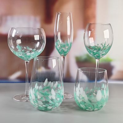quality Brown Customized Hand Blown Half Confetti Lead Free Crystal Wine Glass Goblet Set Stylish Durable Choice For Beverage Service factory