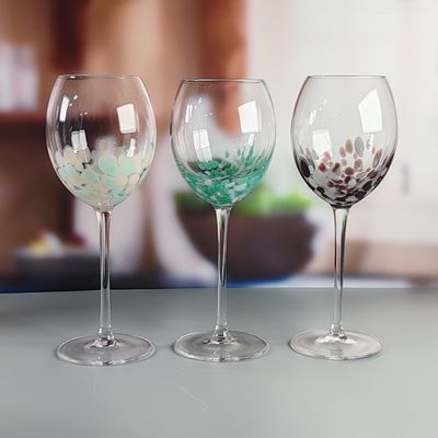 quality Brown Customized Hand Blown Half Confetti Lead Free Crystal Wine Glass Goblet Set Stylish Durable Choice For Beverage Service factory