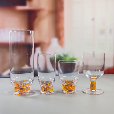 quality Confetti Decorative DOF Glass Handmade Crystal Tumbler Water Glasses Mexico Rock Glass Cup for Wedding Party Gift factory