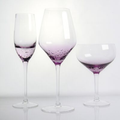 quality Lavender Bubble Crystal Wine Glass Handblown With Gradient Tint And Delicate Trapped Bubbles Combining Elegance With Durability factory
