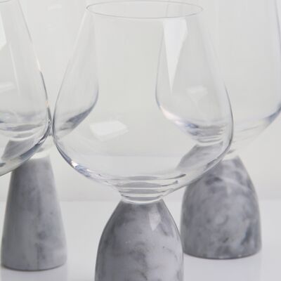 quality Hand Blown Crystal Wine Glass with Modern Gray Marble Stem Base Ultra Clear Bowl Perfect for Dinner Parties and Everyday factory