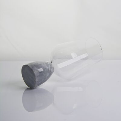 quality Hand Blown Crystal Wine Glass with Modern Gray Marble Stem Base Ultra Clear Bowl Perfect for Dinner Parties and Everyday factory
