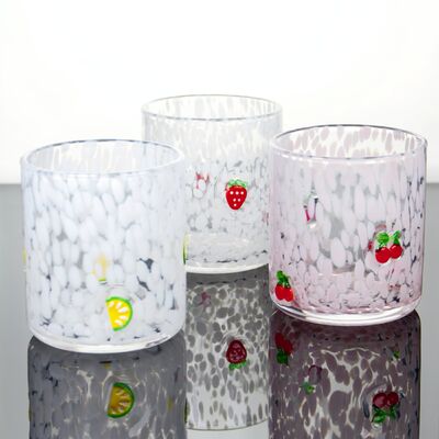 quality Tumbler Drinking Glasses hand crafted with dreamy confetti patterns and fruity designs that bring joy to your table setting factory