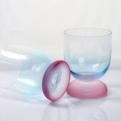 quality Handblown Crystal Wine Glass Goblet with Two-color Gradient and Frosted Base for 300ml Wine Cocktail & Home Decor factory