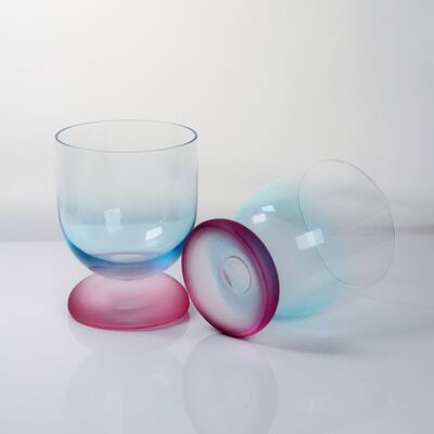 quality Handblown Crystal Wine Glass Goblet with Two-color Gradient and Frosted Base for 300ml Wine Cocktail & Home Decor factory