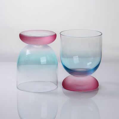 quality Handblown Crystal Wine Glass Goblet with Two-color Gradient and Frosted Base for 300ml Wine Cocktail & Home Decor factory