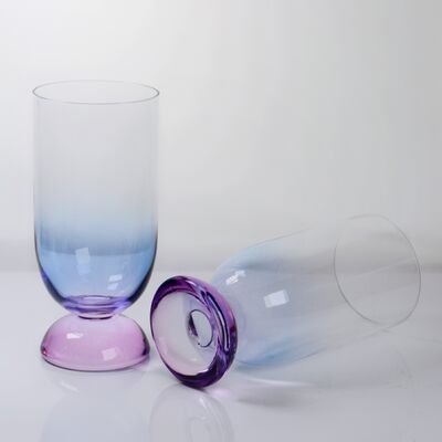quality Handblown Crystal Wine Glass Goblet with Two-color Gradient and Frosted Base for 400ml Wine Cocktail & Home Decor factory