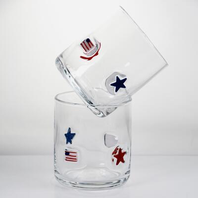 quality Hand Blown Patriotic Design Icon Glass with 400ml Capacity - Clear Tumbler for Whiskey and Cocktails factory