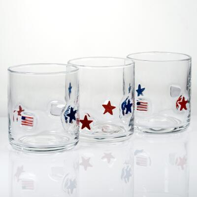 quality Hand Blown Patriotic Design Whiskey Glass with 400ml Capacity - Clear Tumbler for Whiskey and Cocktails factory