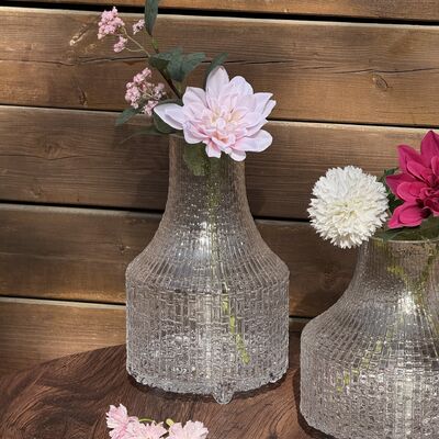 quality Handcrafted Textured Glass Vase with Unique Funnel Design for Sturdy & Functional Floral Displays factory