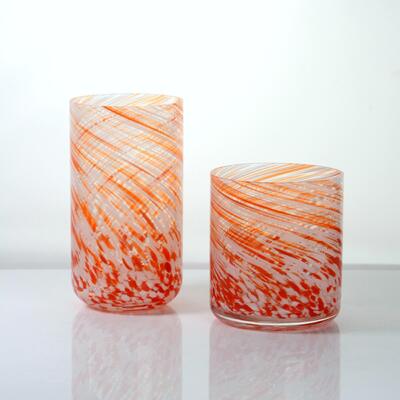 quality Hand-blown Orange Swirl Confetti Glass Cup - Artisan Crafted Drinking Glass for Whiskey and Cocktails factory
