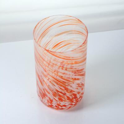 quality Hand-blown Orange Swirl Confetti Glass Cup - Artisan Crafted Drinking Glass for Whiskey and Cocktails factory