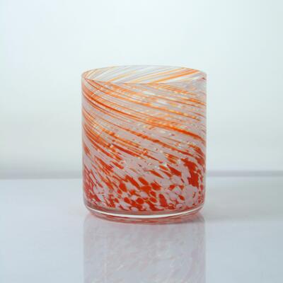 quality Hand-blown Orange Swirl Confetti Glass Cup - Artisan Crafted Drinking Glass for Whiskey and Cocktails factory