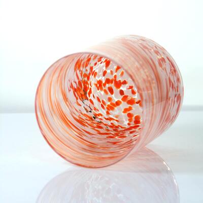 quality Hand-blown Orange Swirl Confetti Glass Cup - Artisan Crafted Drinking Glass for Whiskey and Cocktails factory
