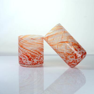 quality Hand-blown Orange Swirl Confetti Glass Cup - Artisan Crafted Drinking Glass for Whiskey and Cocktails factory