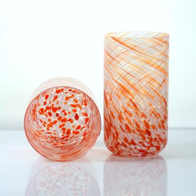 quality Hand-blown Orange Swirl Confetti Glass Cup - Artisan Crafted Drinking Glass for Whiskey and Cocktails factory