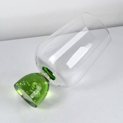 quality Handcrafted Bubble Base Crystal Wine Glass Goblet with Lead Free Crystal Glass for Elegant Dining factory