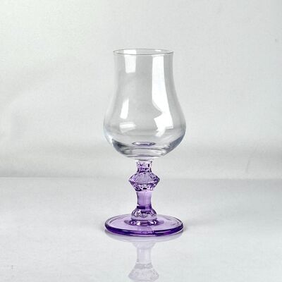 quality 4‑Pack Vintage Purple Stem Wine Glasses, Assorted Shapes Clear Cup with Decorative Purple Stem, Handblown Glass Goblets for Wedding Party Home Tabletop Decoration factory