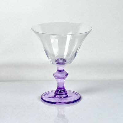 quality 4‑Pack Vintage Purple Stem Wine Glasses, Assorted Shapes Clear Cup with Decorative Purple Stem, Handblown Glass Goblets for Wedding Party Home Tabletop Decoration factory