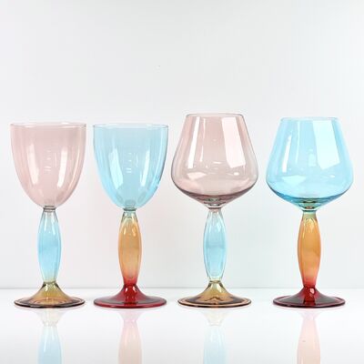 Quality Hand-Blown Gradient Color Borosilicate Wine Glasses, Multi-Color Artistic Stem Goblets for Wine, Cocktail, Home Bar & Party Decor factory