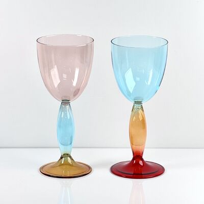 Quality Hand-Blown Gradient Color Borosilicate Wine Glasses, Multi-Color Artistic Stem Goblets for Wine, Cocktail, Home Bar & Party Decor factory