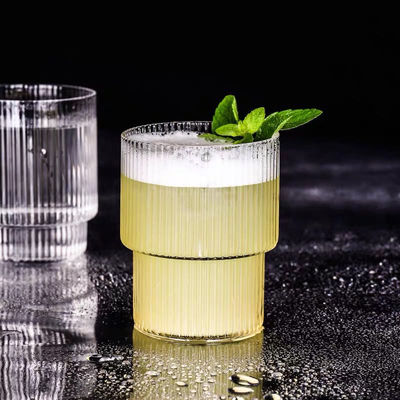 quality Thin Wall 7cm Diameter Tumbler Drinking Glasses With Optical Stripes factory