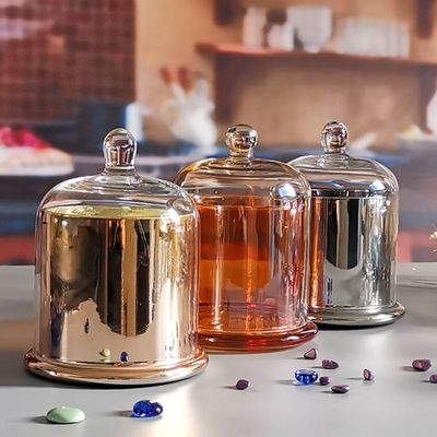 quality Customized Color Glass Cloche Jar with Bell Dome Glass Lid For Candle Wax factory