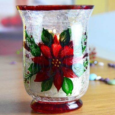 quality Ice Crack Classic American Glass Hurricane Candle Holder factory