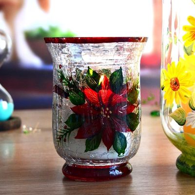 quality Ice Crack Classic American Glass Hurricane Candle Holder factory