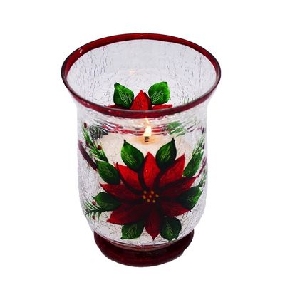 quality Ice Crack Classic American Glass Hurricane Candle Holder factory
