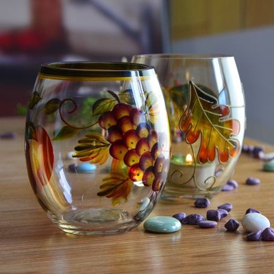 quality Egg Shaped Beautiful Color Glass Cylinder Candle Holders , Glass Votive Candle Holders factory