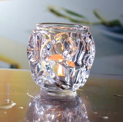 quality Heavy Duty Unique Ribbed Glass Candle Holders , Clear Glass Candle Holder For Tealight factory