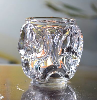 quality Heavy Duty Unique Ribbed Glass Candle Holders , Clear Glass Candle Holder For Tealight factory
