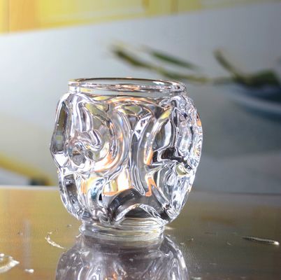 quality Heavy Duty Unique Ribbed Glass Candle Holders , Clear Glass Candle Holder For Tealight factory