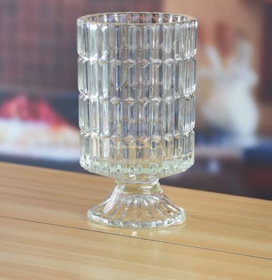 quality Heavy Duty Foot Pillar Glass Candle Holders , Clear Glass Candle Holders As Flower Vase factory